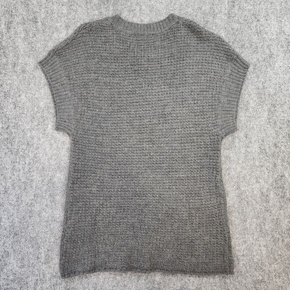 Gap Sweater Womens Small Gray Alpaca Wool Blend Button Up Short Sleeve Cardigan - Picture 3 of 13